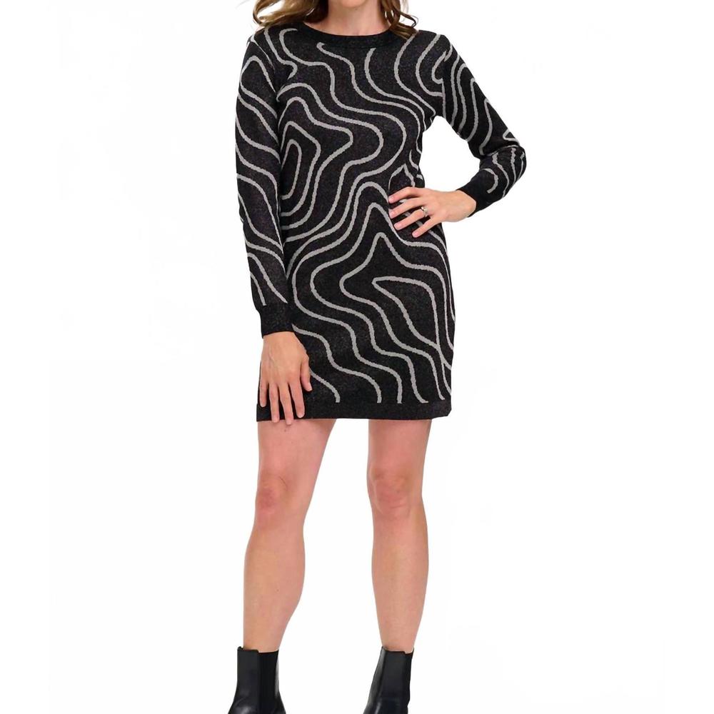 NEW SUGARHILL kristen knit mini dress in gunmetal swirls